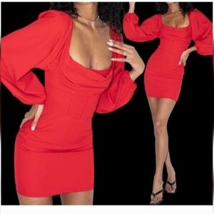 Princess Polly Lillie Vibrant Red Long Sleeve Dress